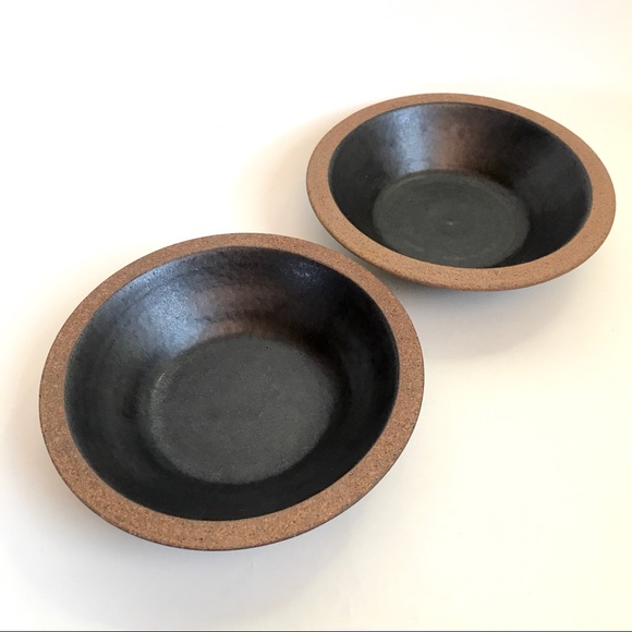 Handmade Pair of Glazed Black Ceramic Small Bowls - Picture 3 of 8